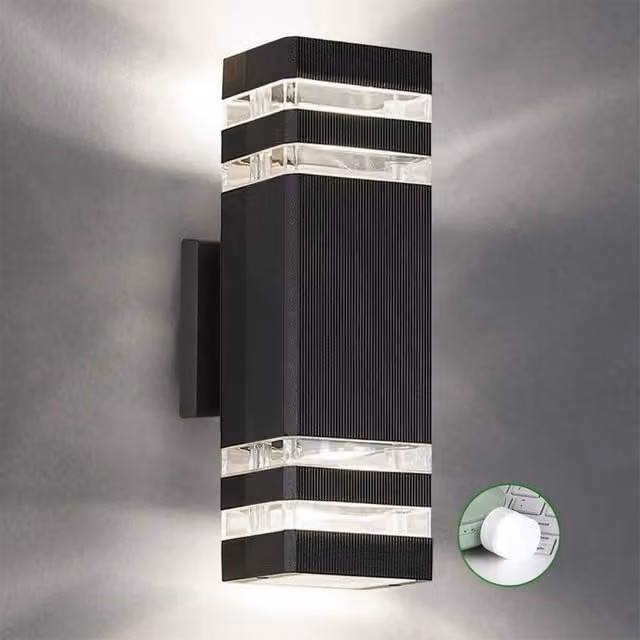 SPETLEK Modern Black Aluminium Outdoor Wall Light with Up and Down LED GU10 Illumination, IP65 Rated – 1