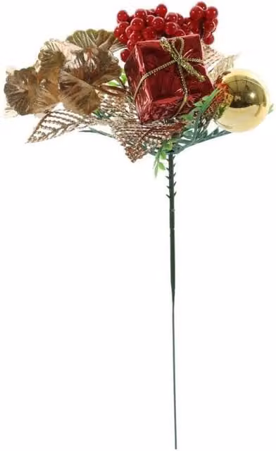 KDMD Red Present and Berry Pick Christmas Decorations, 6 Pack, 20 cm