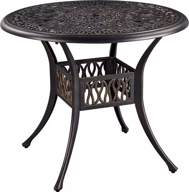 Yaheetech Round Patio Bistro Table with Umbrella Hole in Bronze and Black Matt Powder Coated Aluminium