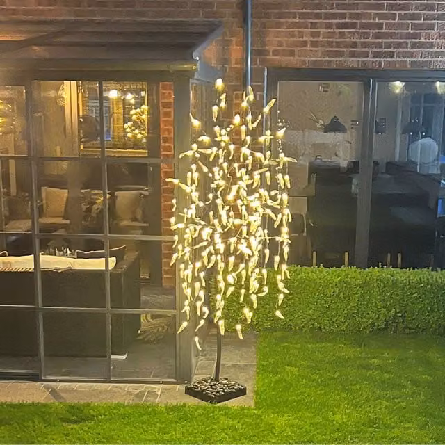 5ft Solar LED Weeping Willow Tree with Warm White Light and Dusk Sensor