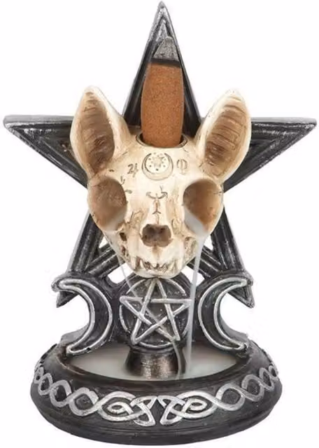 KDMD Ouija Cat Backflow Incense Burner in Black
