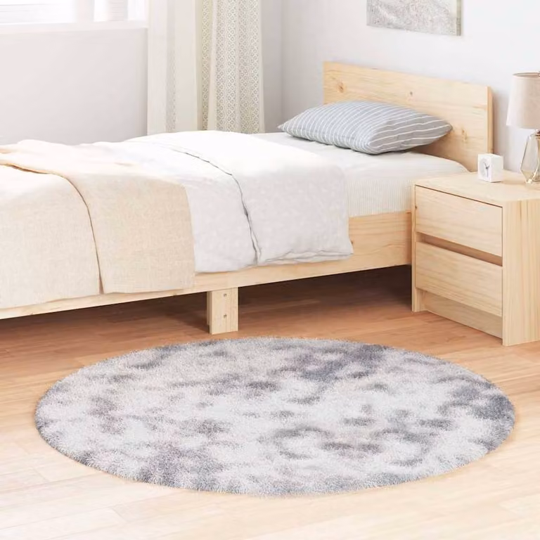 Berkfield Home NAVARRA Shaggy High Pile Square Rug in Silver Grey, W/D: 120 x 120 cm