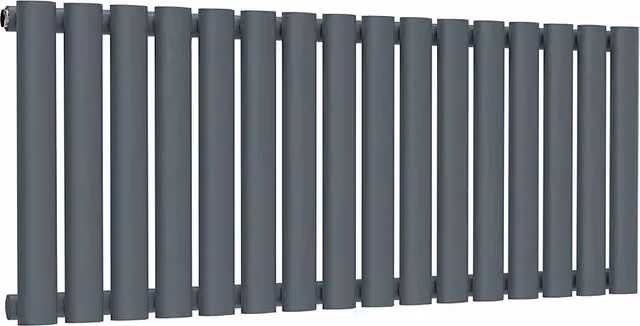Lux Heat Oval Horizontal Single Steel Radiator in Grey, H 40.0 cm x W 96.0 cm