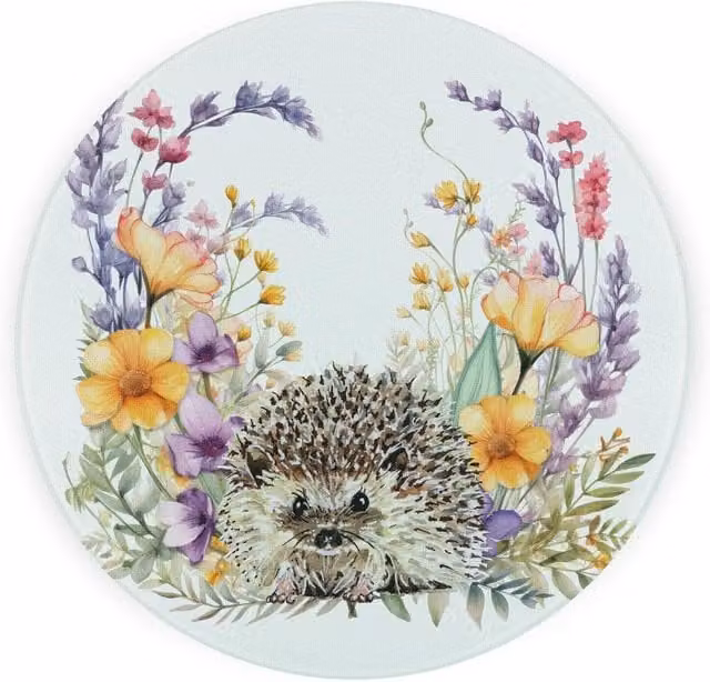 Purely Home Floral Hedgehog Textured Round Glass Trivet in Purple and Multicolour