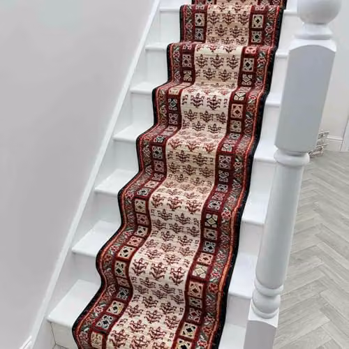 runrug Mayan Machine Woven Stair Runner in Black and Multicolour, W: 70 cm, L: 690 cm – 4