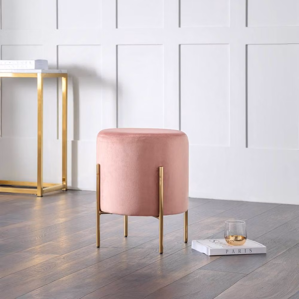 Cheshire Harrogate Pink Velvet Upholstered Cylindrical Dressing Stool – 2