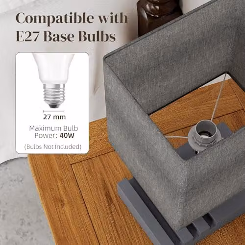 HOMCOM Grey Bedside Lamp with USB A+C Charging Ports and 3 Phone Stands – 5