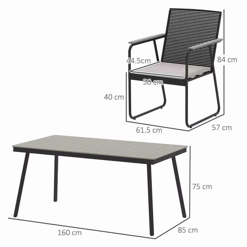 STILVORA 6-Seater Modern Outdoor Dining Set with Cushions in Grey – 4