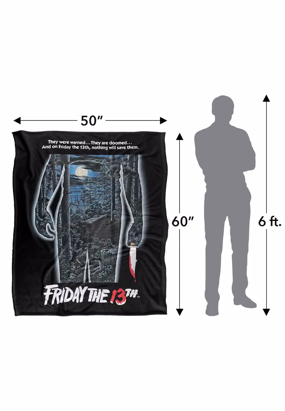 Warner Brothers Friday The 13th Logo Silky Touch Super Soft Throw Blanket, White, W/D: 152 x 127 cm – 3