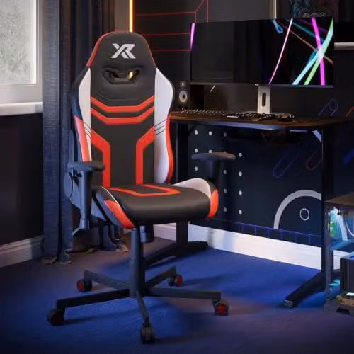 X Rocker Agility Compact Ergonomic Gaming Chair for Children in Red and Black with Faux Leather Upholstery