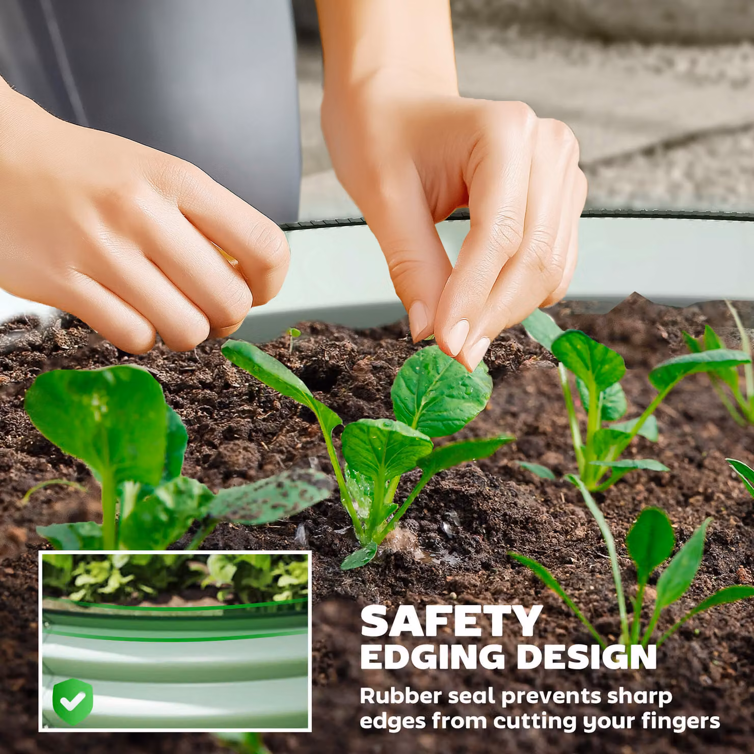 Outsunny Set of 2 Green Metal Raised Garden Bed Planter Boxes with Safety Edging – 5
