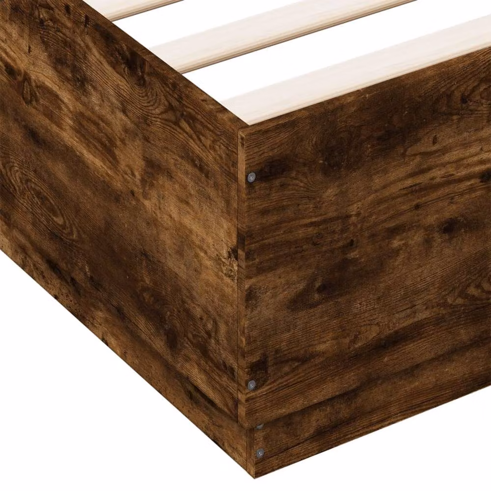 Berkfield Home King Size Bed Frame in Smoked Oak Brown with LED Under-Bed Lighting and USB Charging Ports, W/D/H: 150 x 200 cm – 5