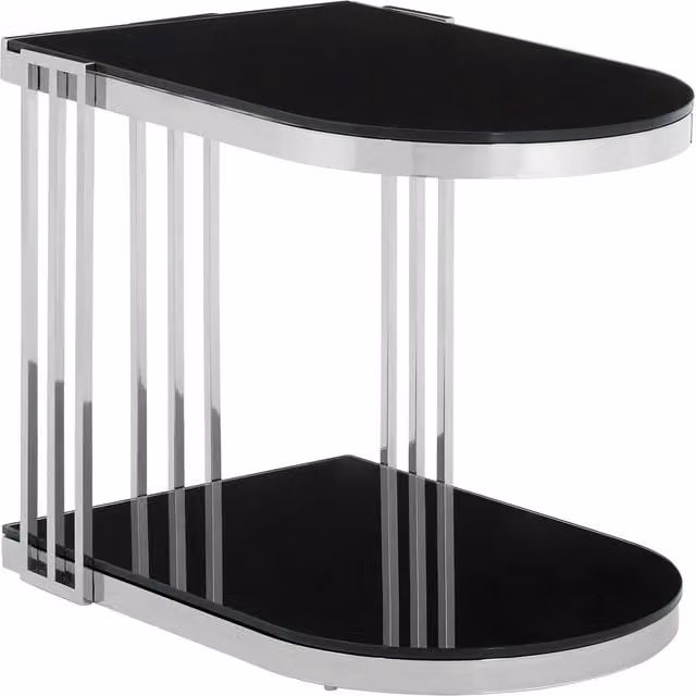 Interiors by Premier Modern U Shaped Silver Side Table with Glass and Metal Top