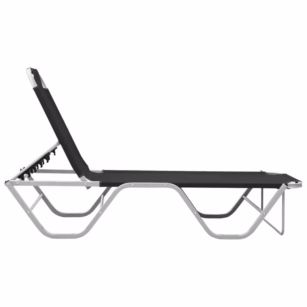Berkfield Home Sun Lounger in Black Powder Coated Aluminium and Textilene Fabric – 2