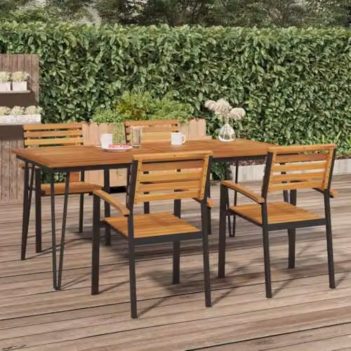 vidaXL Industrial Acacia Wood Garden Table with Hairpin Legs, Brown, W/D/H: 180 x 90 x 75 cm – 2