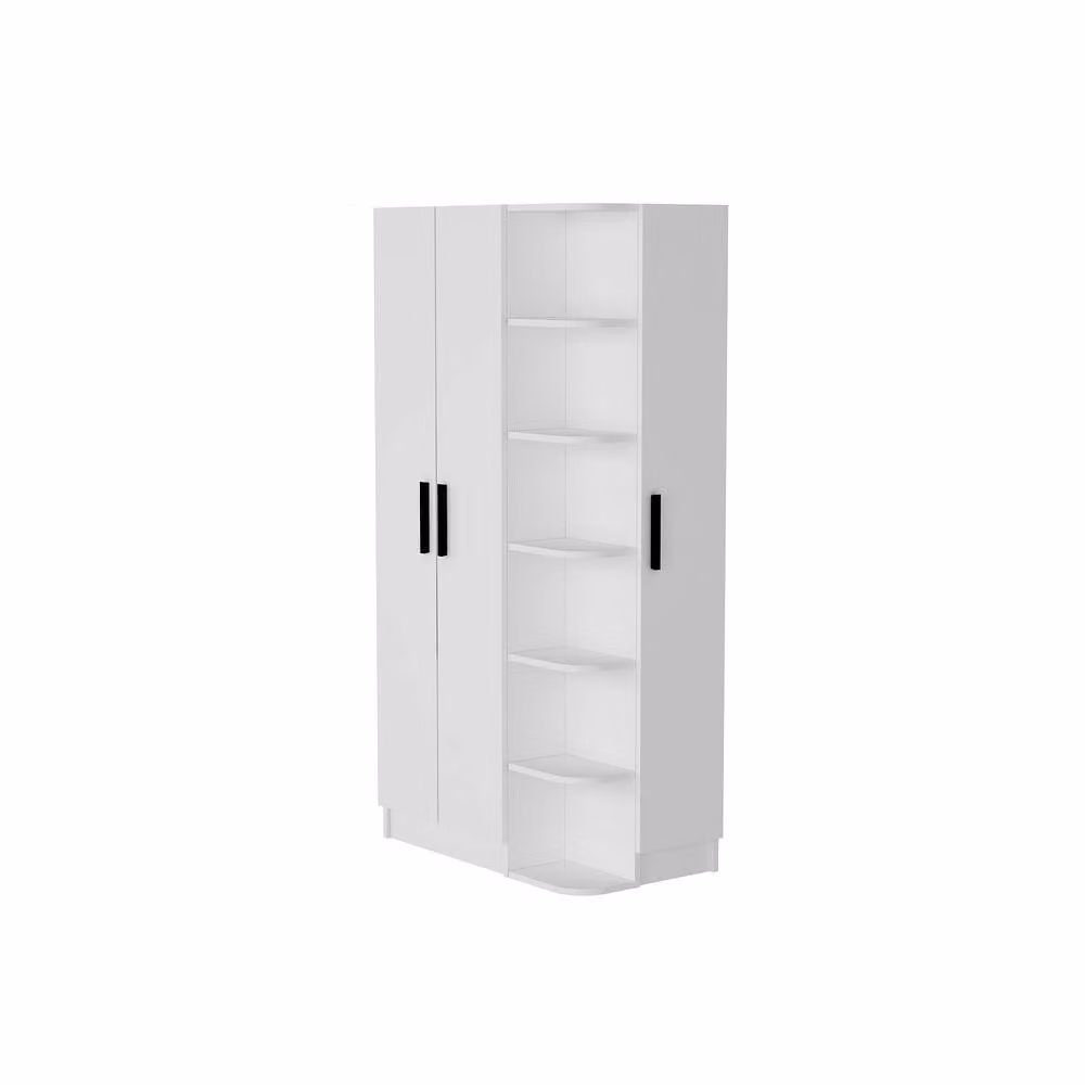Destina Home Luses Corner Wardrobe Closet with Shelves and Hanging Rail, White, Set of 3, H 181.8 x W 90 x D 50 cm – 2