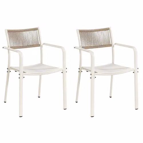 Core Products Sienna Outdoor Dining Chairs Set of 2, Weatherproof Rope-Back Bistro Chairs with Powder Coated Steel Frame in White or Green