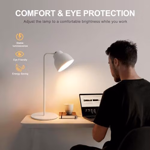 Harper Living 4 in 1 Rechargeable LED Table Lamp with Touch Control, Dimmable 3000K Warm White Magnetic Rotating Light for Reading and Home Office, White – 3