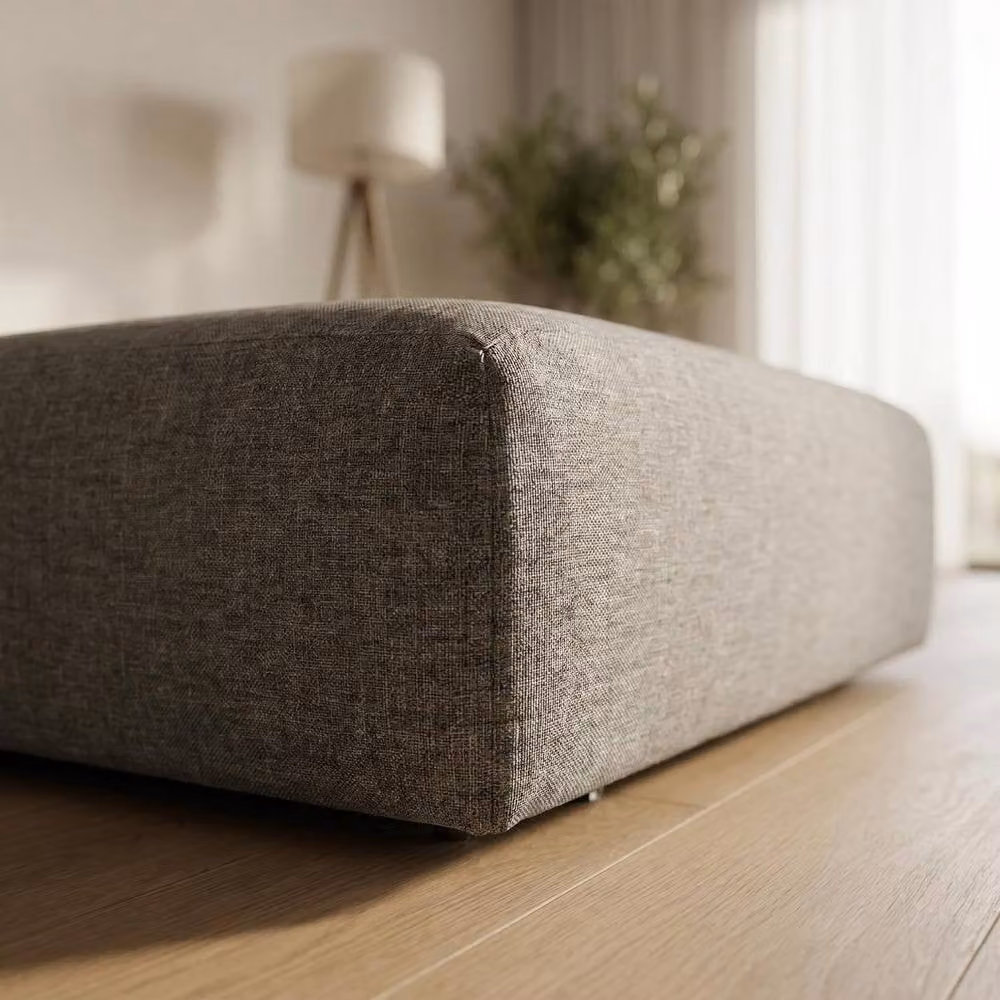 Abakus Direct Tokyo Modern Cube Footstool in Grey Brushed Fabric – 2