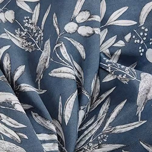 Sundour Aviary Blue Pencil Pleat Taped Curtains, Semi-Transparent Floral Design, Width: 117 cm, Drop: 137 cm – 5