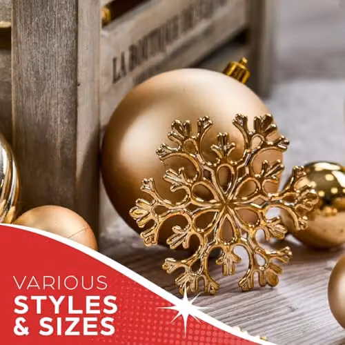 The Christmas Workshop Set of 50 Shatterproof Textured Gold Baubles for Christmas Tree Decoration – 5