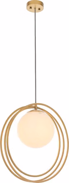 Perch & Parrow Katrina Opal Glass Hoop Pendant in Gold/Brass