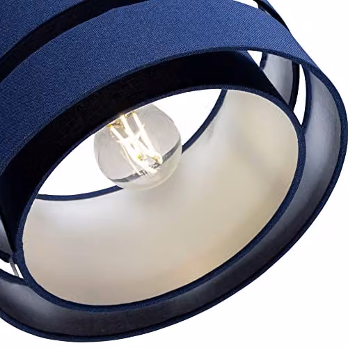 Happy Homewares Midnight Blue Linen Fabric Triple Tier Ceiling Pendant Lamp Shade, Diameter: 35 cm – 3