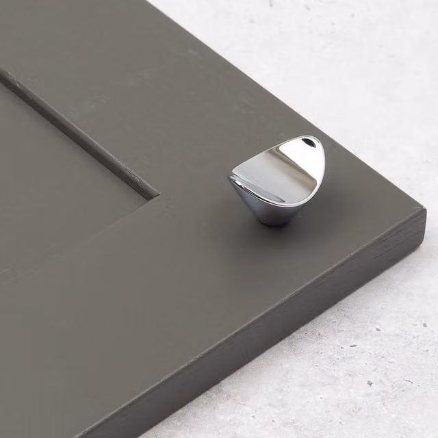 Polished Chrome and Brushed Brass Oval Concave Zinc Cabinet Knob