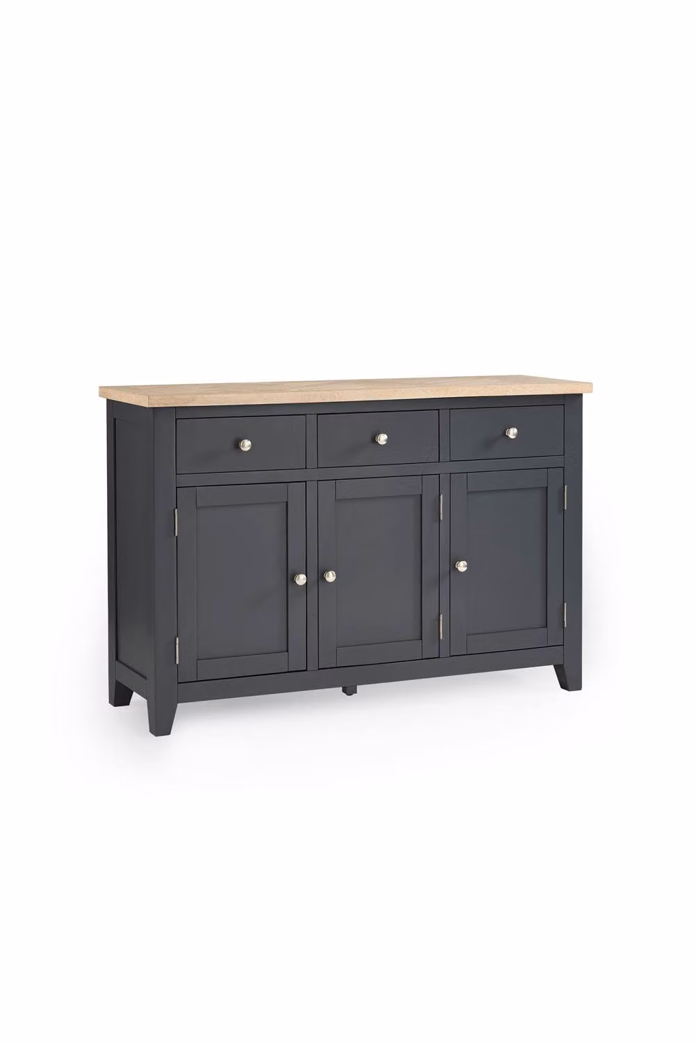 Julian Bowen Bordeaux 3 Door 3 Drawer Sideboard in Grey and Oak Wood, W/D/H: 128 x 40 x 86 cm – 6