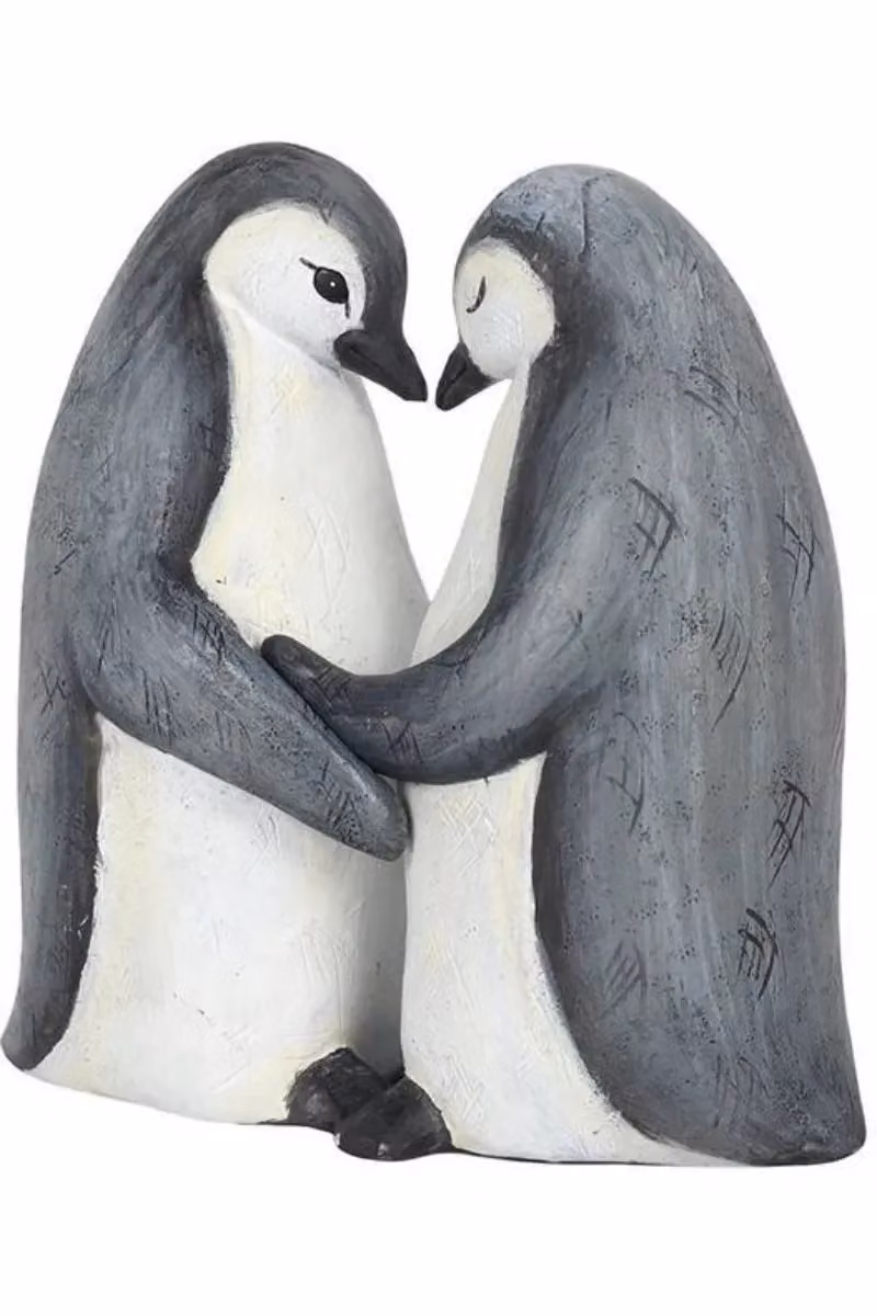 KDMD Penguin Partners for Life Tabletop Ornament in White, Grey and Black, Height: 11 cm – 4