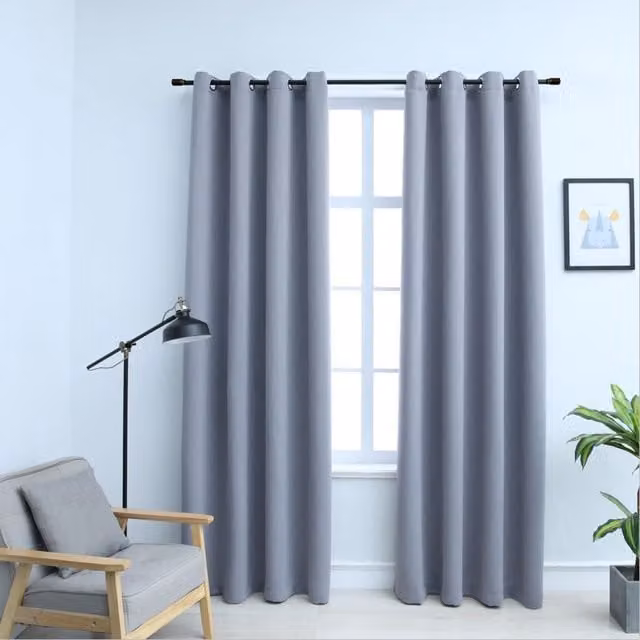 Berkfield Home Grey Blackout Curtains with Metal Eyelets, 2 Pack, W: 140 cm, H: 175 cm – 1