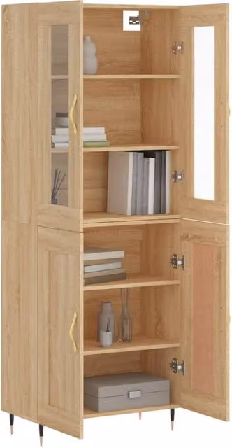 Berkfield Home Sonoma Oak Highboard in Beige, W/D/H: 69.5 x 34 x 180 cm – 1