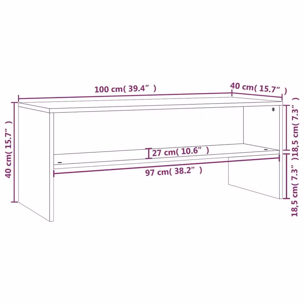 Berkfield Home Smoked Oak TV Cabinet in Brown, W/D/H: 100 x 40 x 40 cm – 4