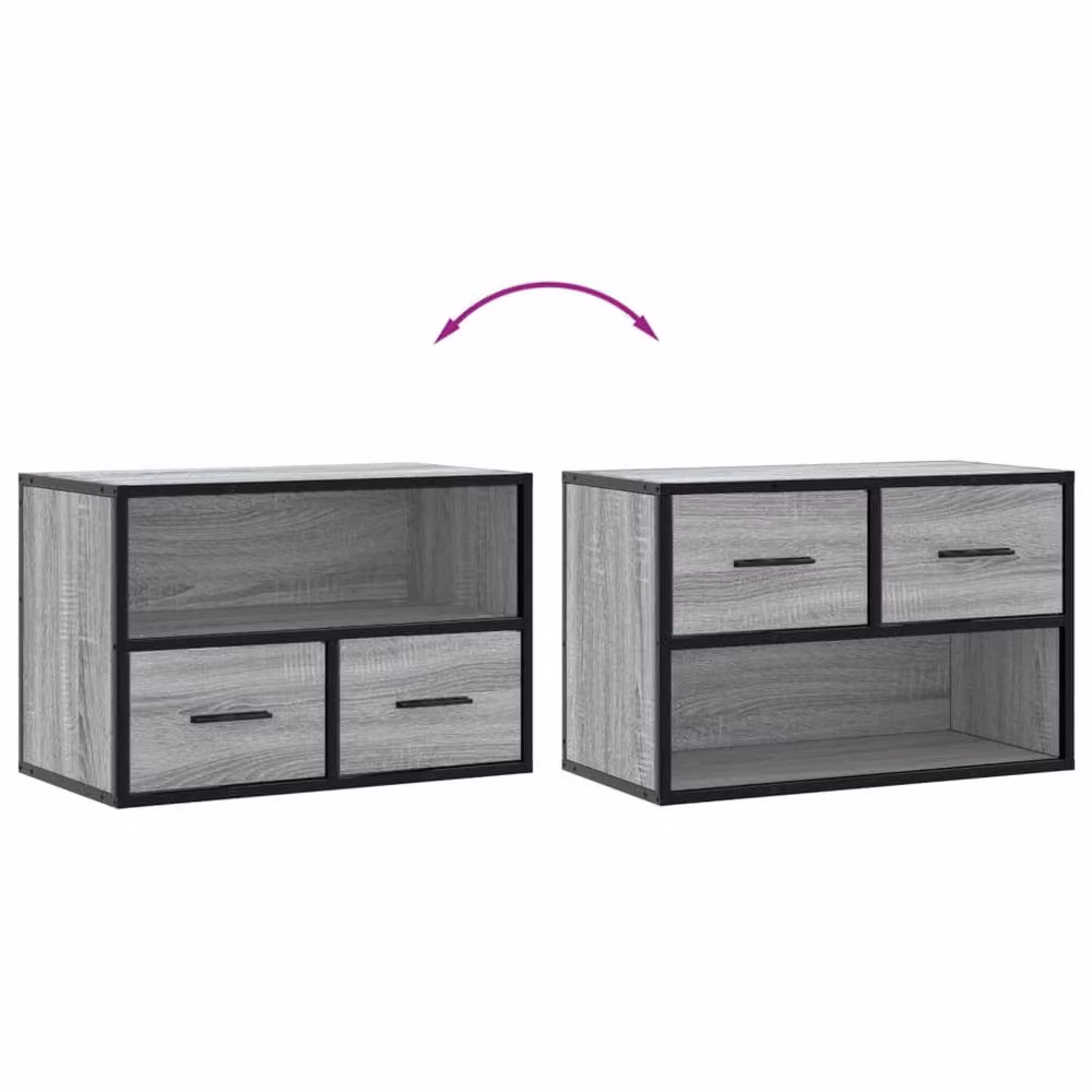 Berkfield Home Grey Sonoma TV Cabinet in Engineered Wood and Metal, W/D/H: 60 x 31 x 39.5 cm – 5