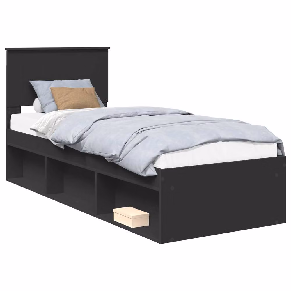 Berkfield Home Modern Bed Frame with Headboard in Black, W/D/H: 75 x 190 x 75 cm – 2