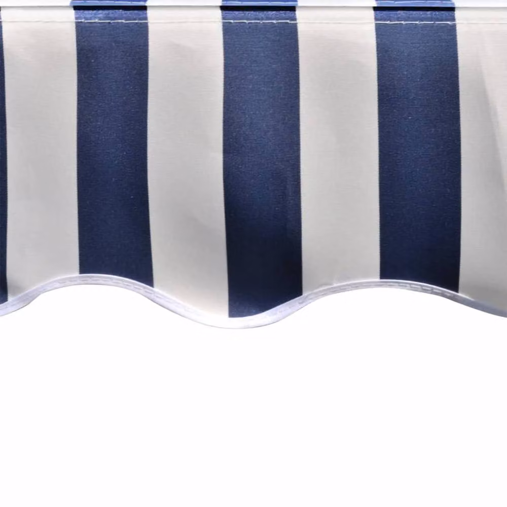 Berkfield Home Blue and White Polyester Awning Sunshade Canvas, W: 4 m, D: 3 m – 3