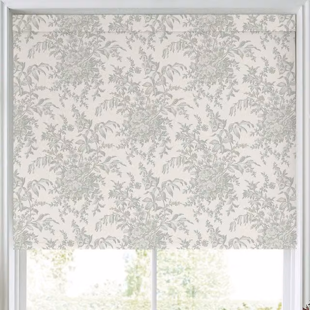 Laura Ashley Picardie Translucent Made to Measure Floral Roller Blind in Green and Grey