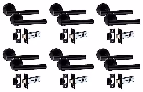 Golden Grace T-Bar Door Handles with 2.5 inch Latch in Matt Black Finish