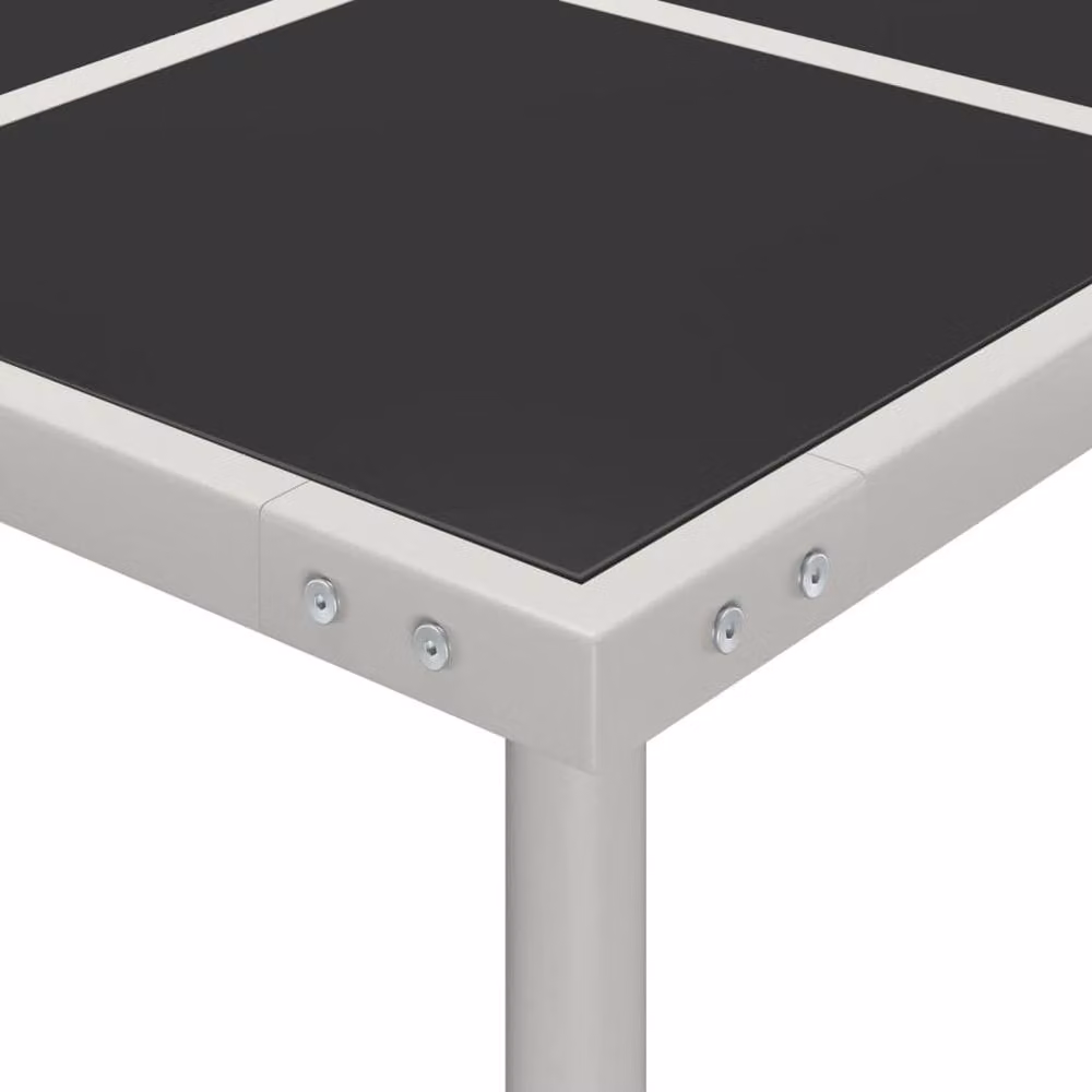Berkfield Home Modern Garden Dining Table in Black with Glass and Steel, W: 170 cm, D: 170 cm, H: 74.5 cm – 3