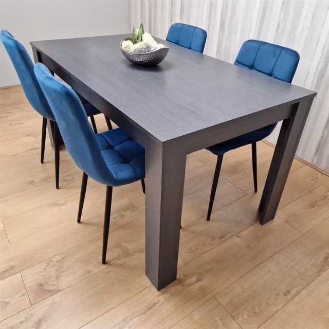 Kosy Koala Modern Rectangular Dining Table and 4 Chairs in Grey and Blue