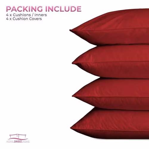 Snug City Waterproof Outdoor Garden Patio Cushion Set, Pack of 4, Red, W/D/H: 45 x 45 x 45 cm – 6