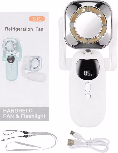 NESTLUNE White Portable Handheld Fan, USB Rechargeable