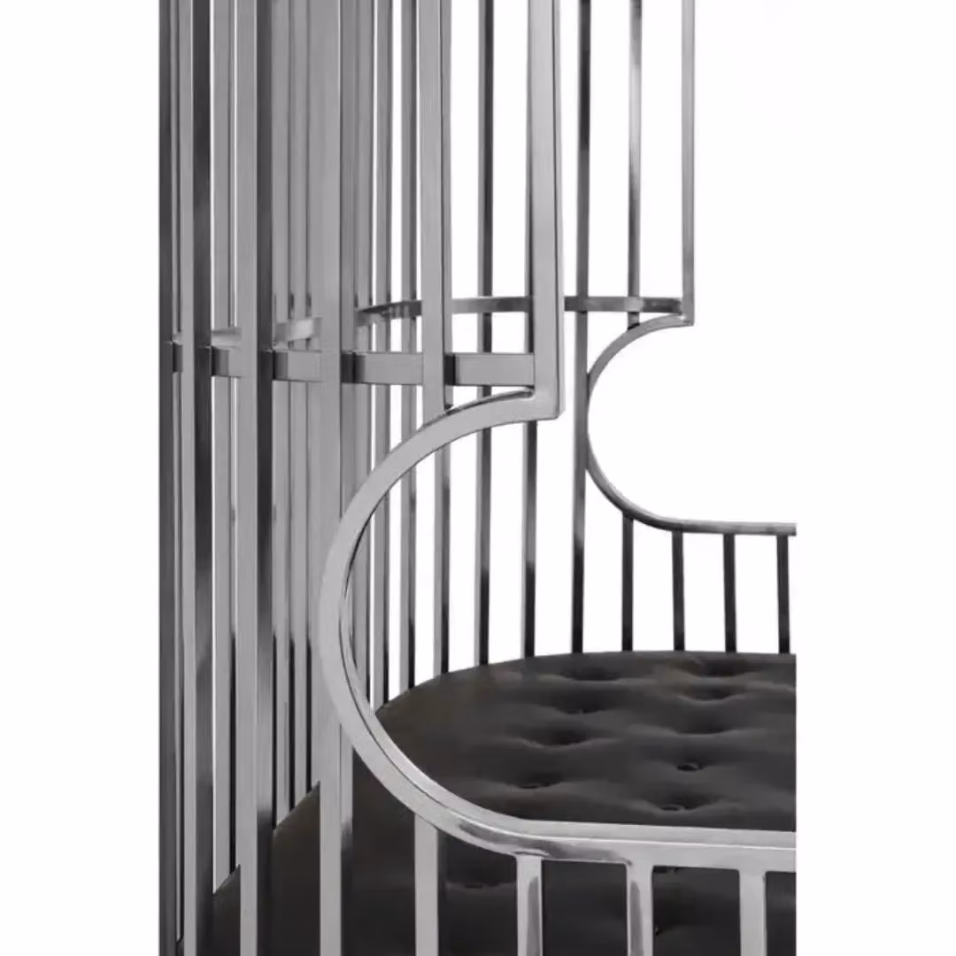 Fifty Five South Eliza Two Seat Silver Dome Cage Sofa with Metal Frame and Synthetic Leather – 5