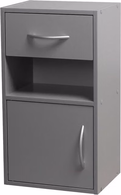 URBNLIVING Grey Oak Bedside Cabinet with Shelf