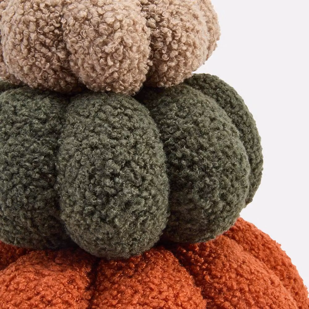 OHS Round Pumpkin Sofa Cushion in Rust, Beige and Multicolour Fleece – 3