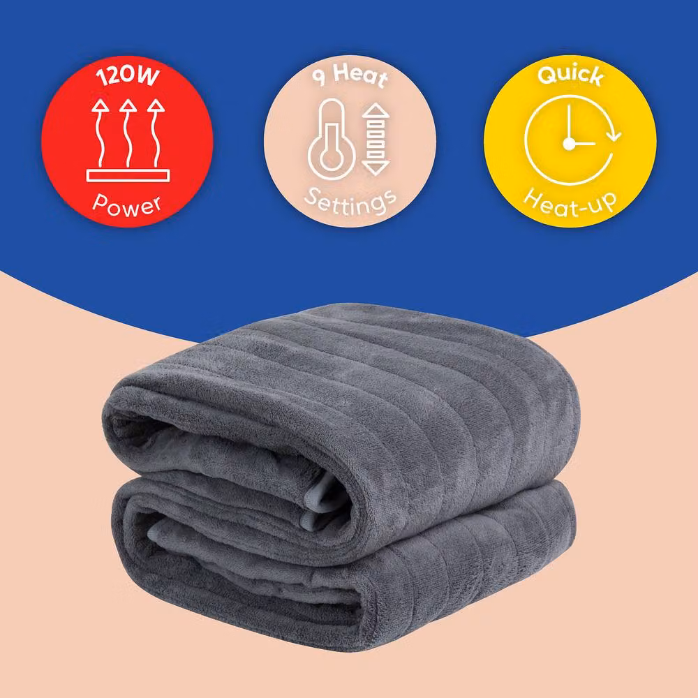 Russell Hobbs Grey Microfleece Electric Heated Throw RHHT1004, W: 180 cm, D: 130 cm – 2