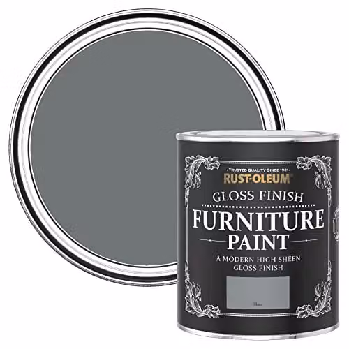 Rust-Oleum Grey Gloss Water-Based Wood Paint, 750ml – 1