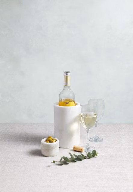 Artesa White Marble and Ceramic Wine Bottle Cooler – 1