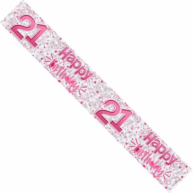 KDMD Happy 21st Birthday Foil Banner Pack of 20, Multicolour and Pink