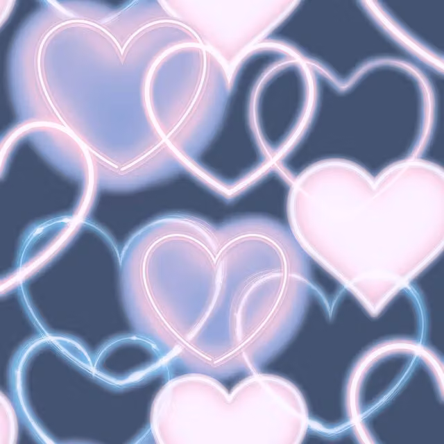 Arthouse Neon Heart Abstract Wallpaper in Navy Blue – 1